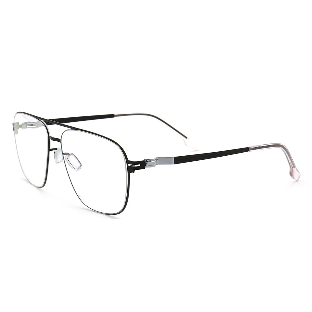 Side view of black full rim retro glasses frames