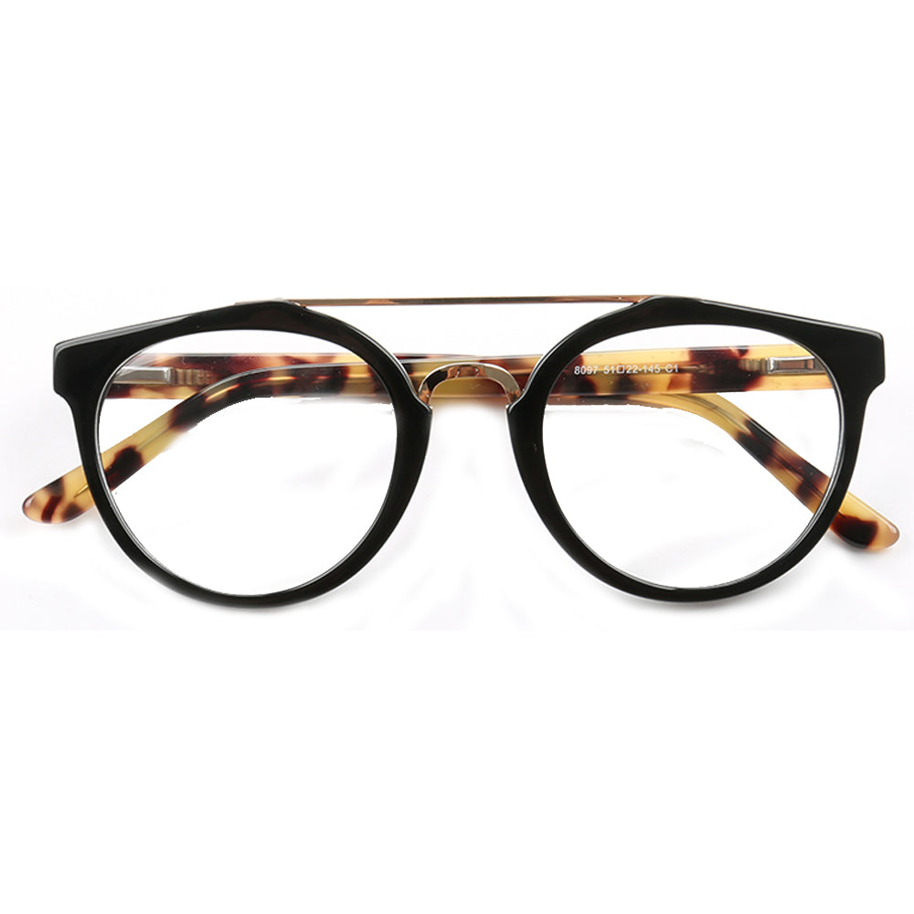 Quincy Double Bridge Acetate Glasses w Tortoise Shell Temples Ret Youtop Optical