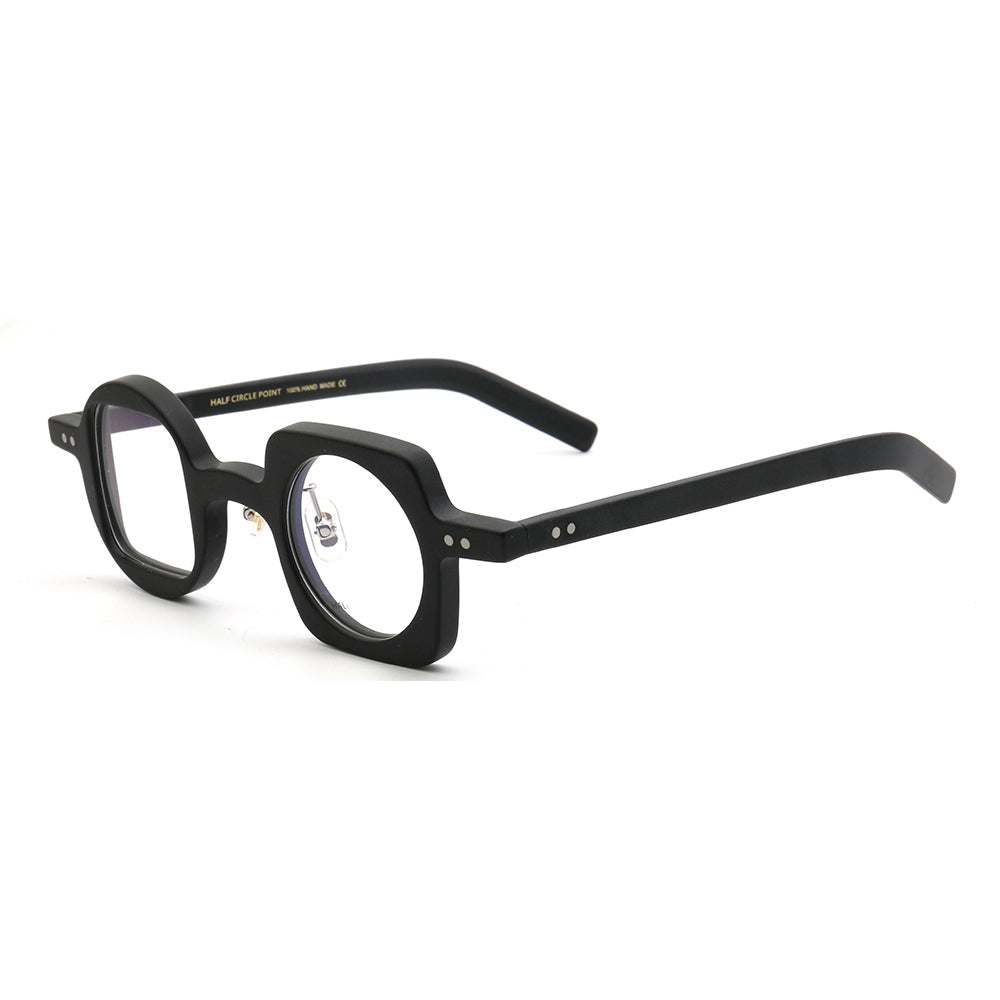 Side view of black mismatch eyeglass frames