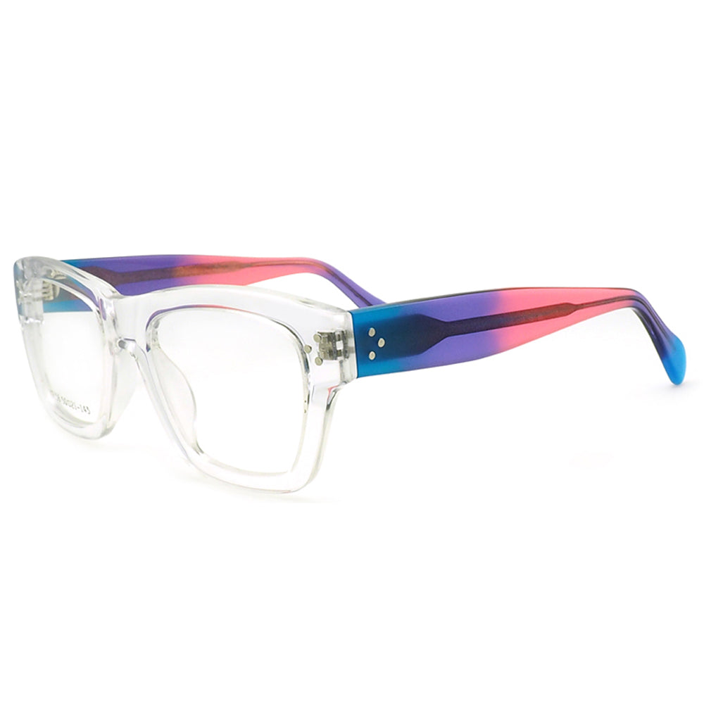 A pair of clear gradient full rim eyeglasses