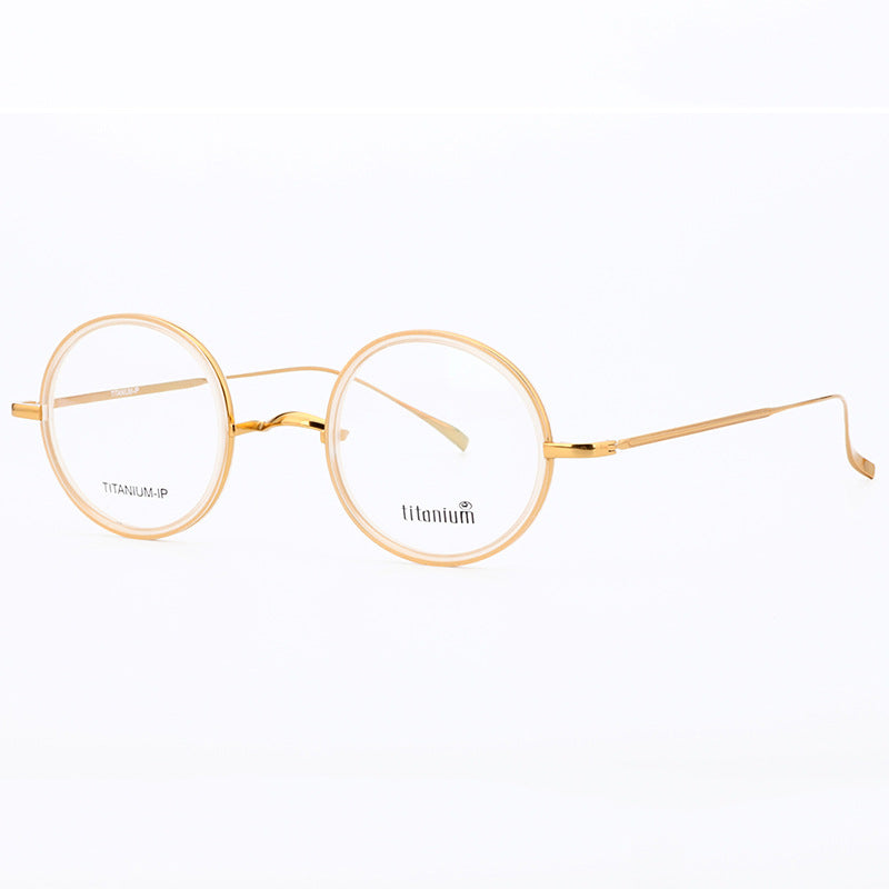 Harmony | Vintage Round Titanium Eyeglasses | Lightweight Design w/ Patterned Acetate