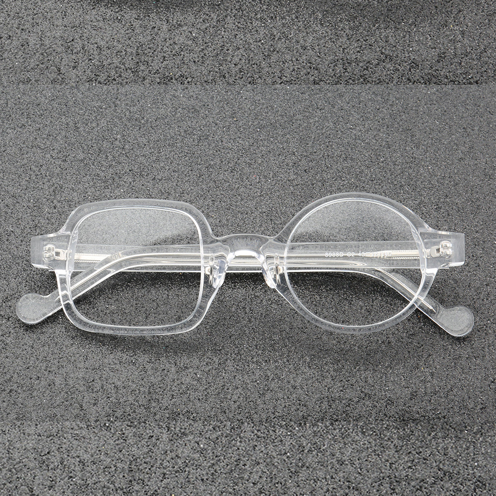 Clear mismatch square and round eyeglass frames