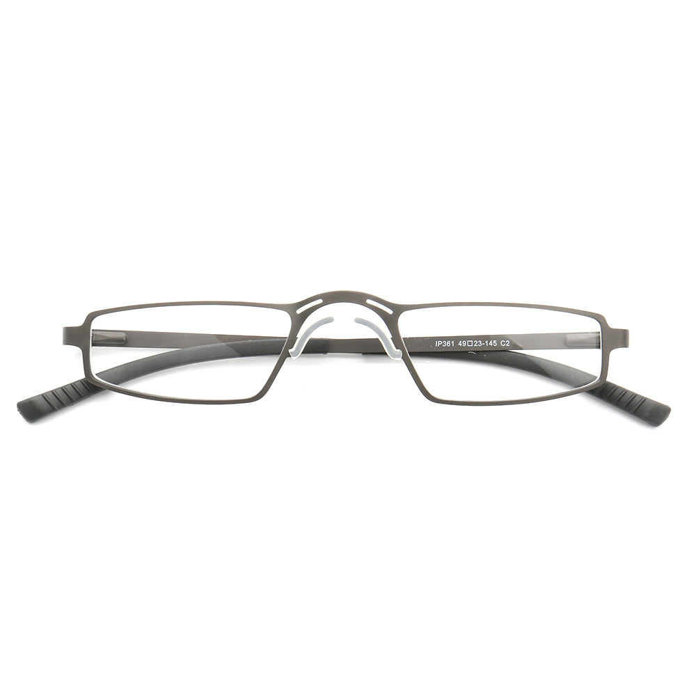 Grey rectangular metal business eyeglasses