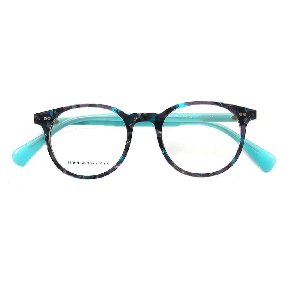 Teal blue round eyeglasses