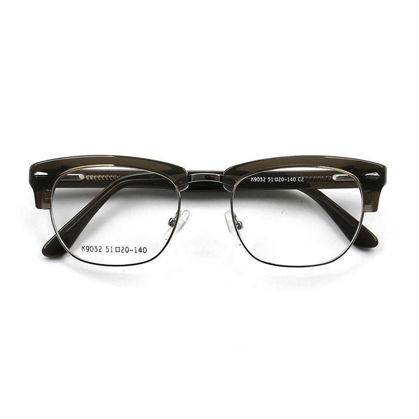 Grey half rim retro eyeglass frames