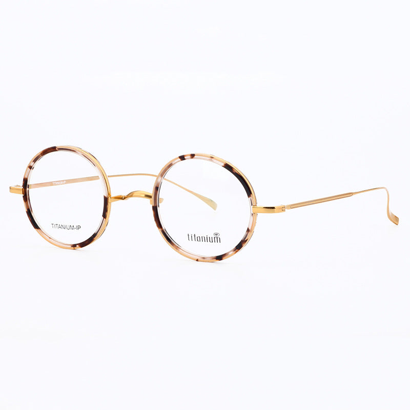 Harmony | Vintage Round Titanium Eyeglasses | Lightweight Design w/ Patterned Acetate