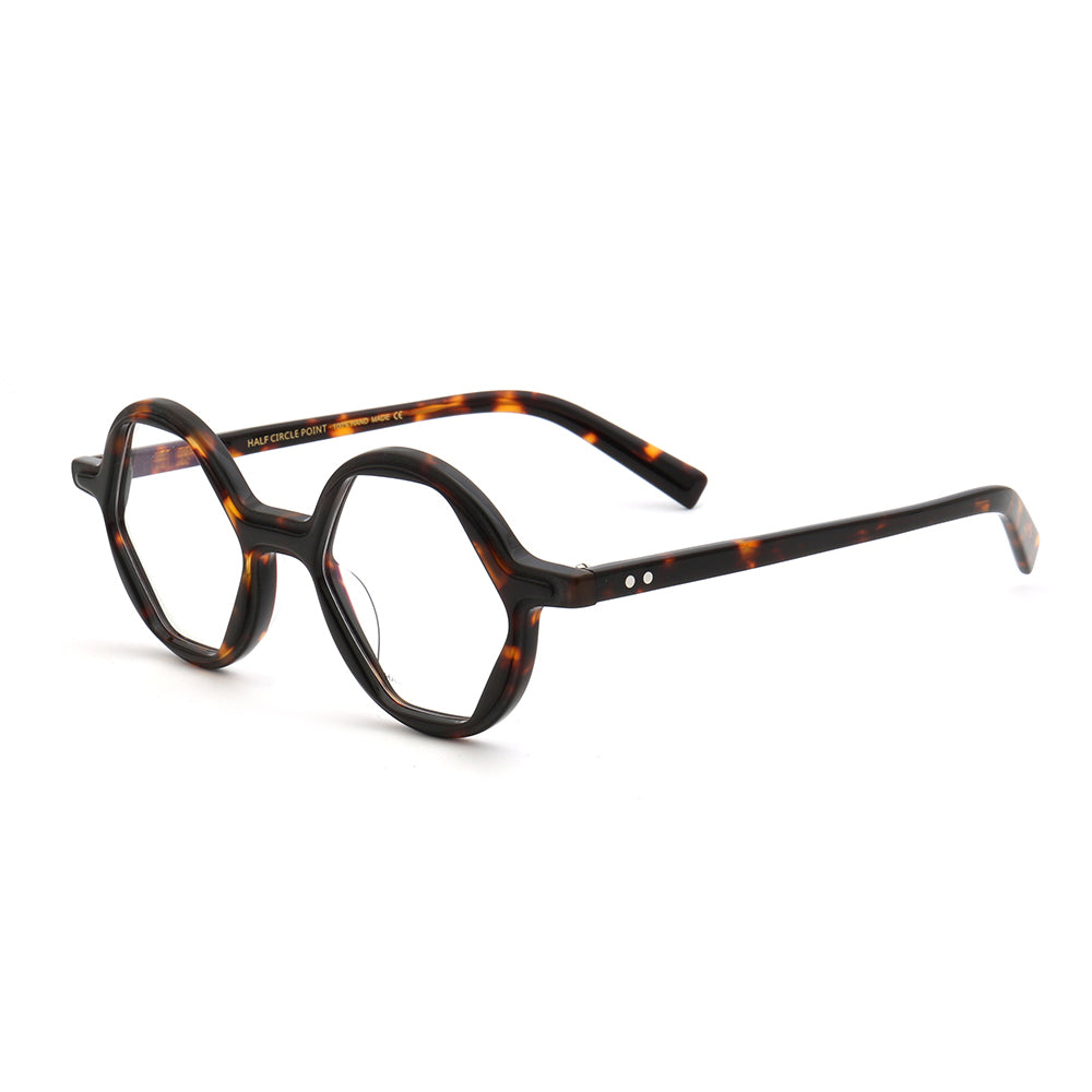 Mosley Hexagon Shaped Full Rim Acetate Eyeglasses for Men Retro Women Geometric Glasses Frames Online