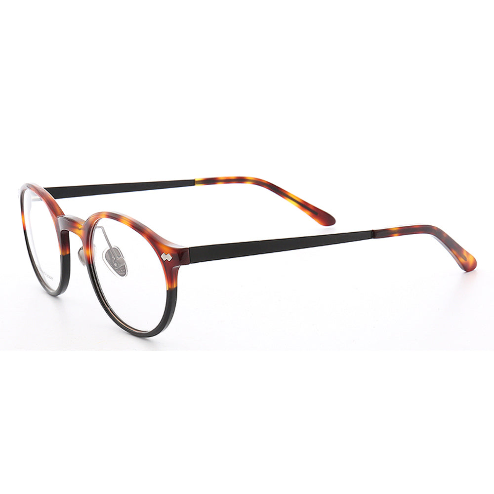 Side view of full rim composite eyeglasses