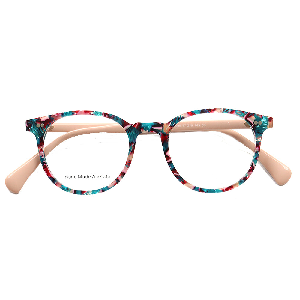 Floral patterned round eyeglasses