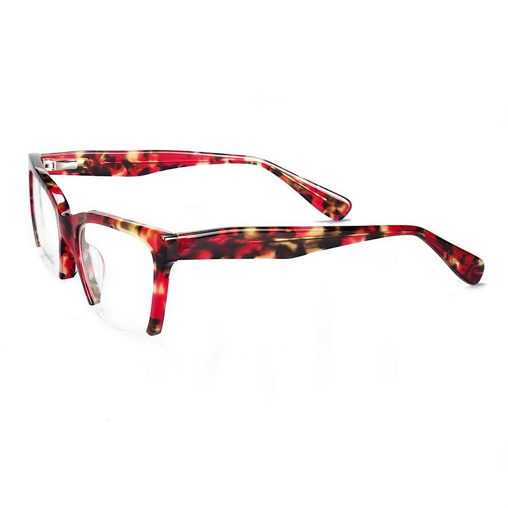 Isabella | Half Rim Cat Eye Glasses For Women | Modern Semi Rimless Tortoise Shell Pattern
