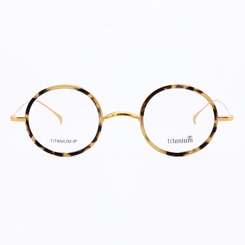 Harmony | Vintage Round Titanium Eyeglasses | Lightweight Design w/ Patterned Acetate