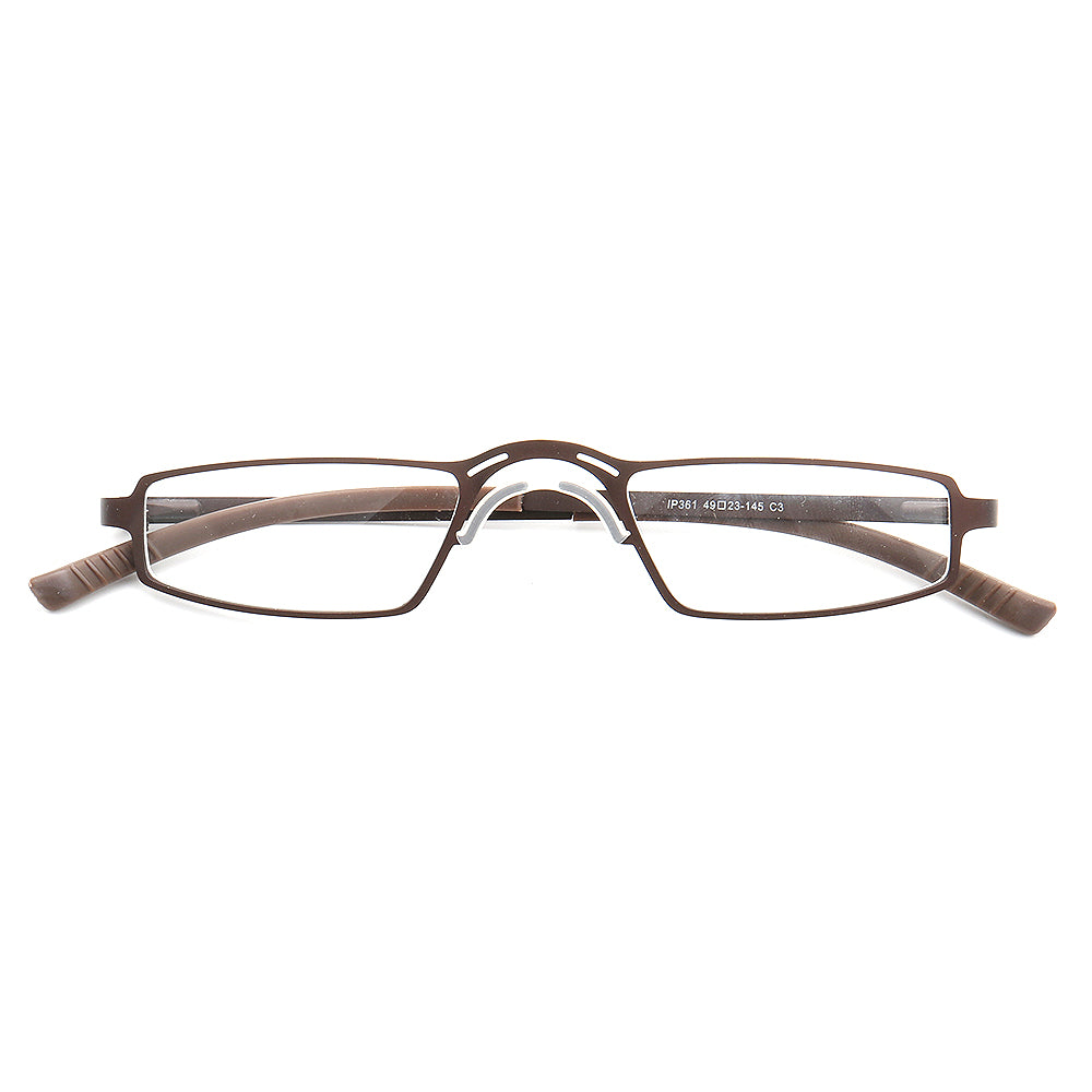 Modern brown rectangular full rim eyeglasses