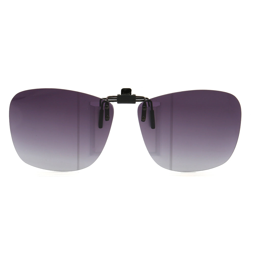 Violet colored clip on sunglasses