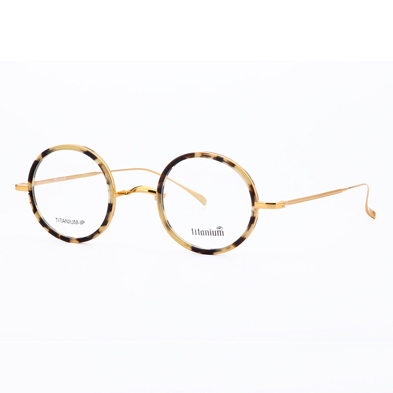 Harmony | Vintage Round Titanium Eyeglasses | Lightweight Design w/ Patterned Acetate
