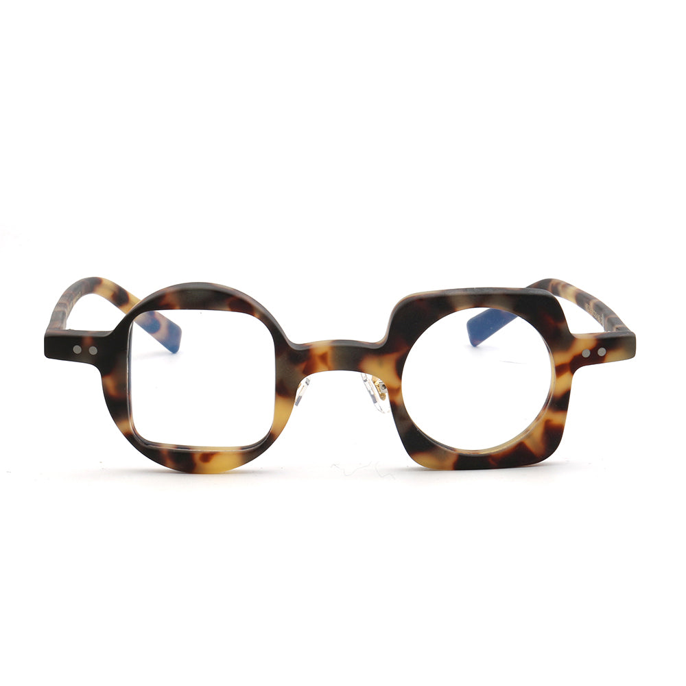 Front view of tortoise mismatch glasses frames