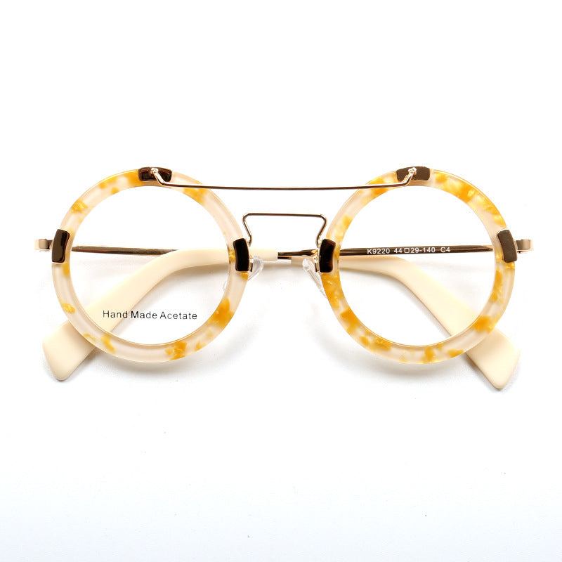 yellow tortoise shell round glasses frames