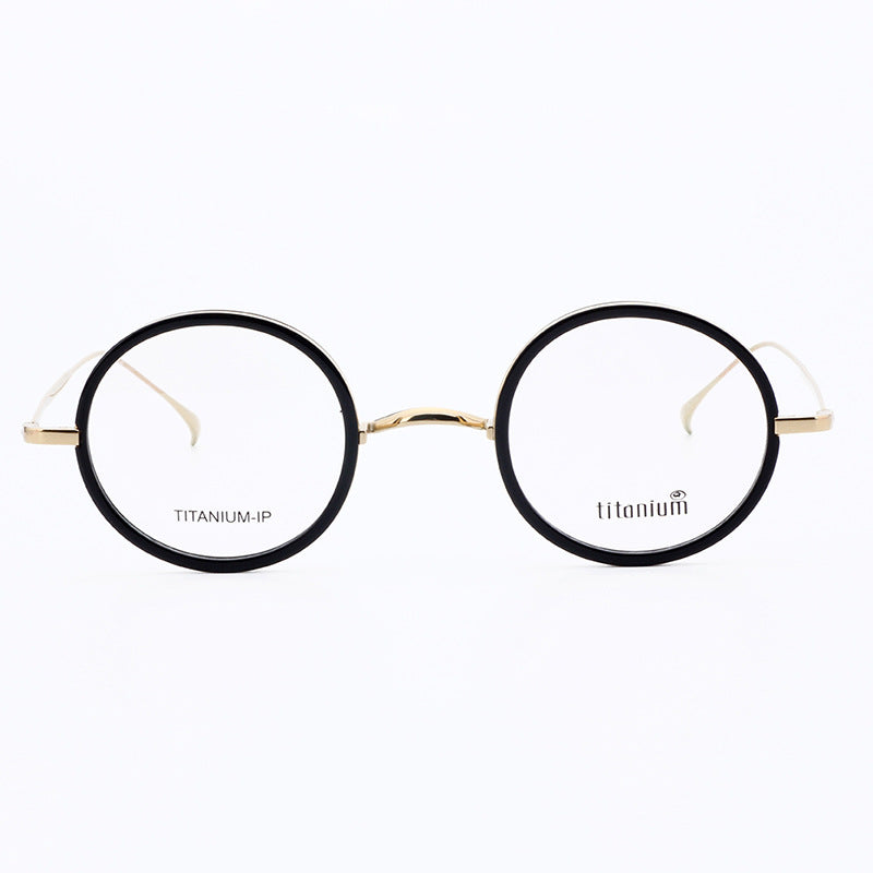 Harmony | Vintage Round Titanium Eyeglasses | Lightweight Design w/ Patterned Acetate