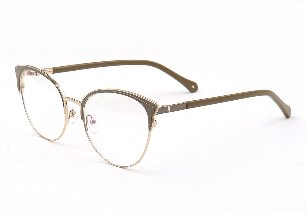 Women's olive colored cat eye glasses frames