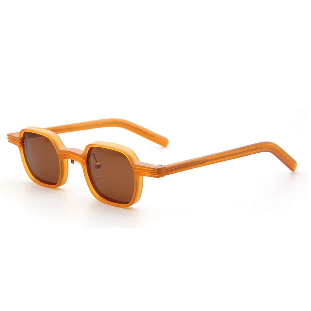 Side view of orange square polarized sunglasses