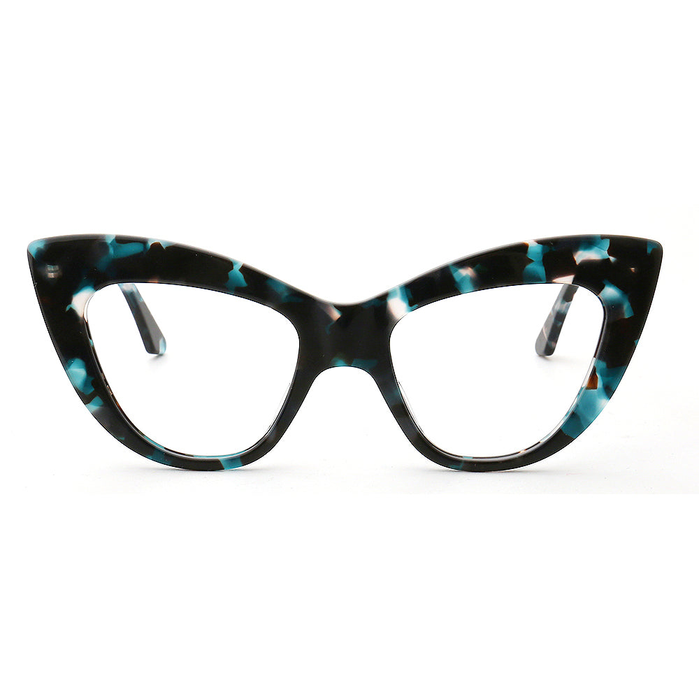 Oversized blue tortoise cat eye glasses