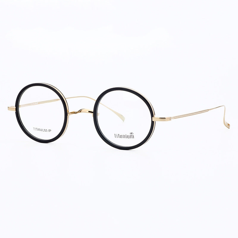 Harmony | Vintage Round Titanium Eyeglasses | Lightweight Design w/ Patterned Acetate