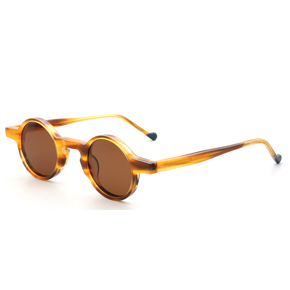 Side view of auburn colored polarized sunglasses
