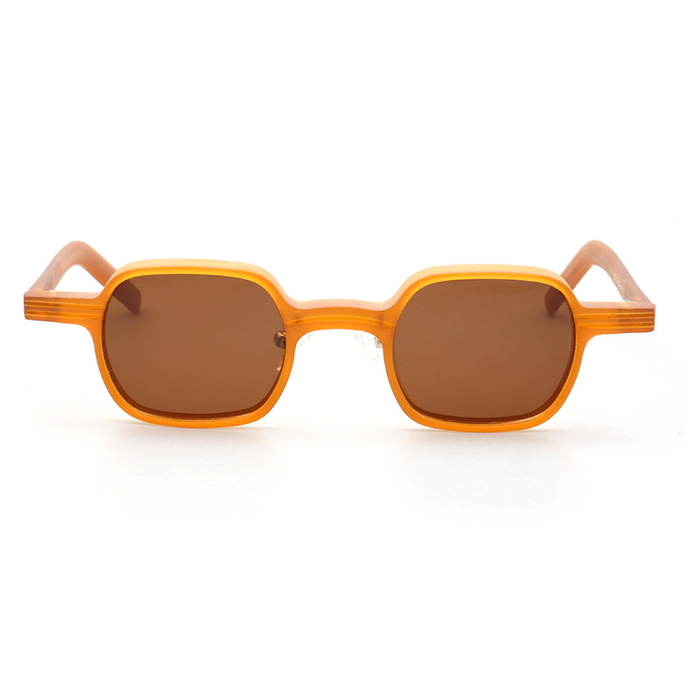 Front view of orange square polarized sunglasses