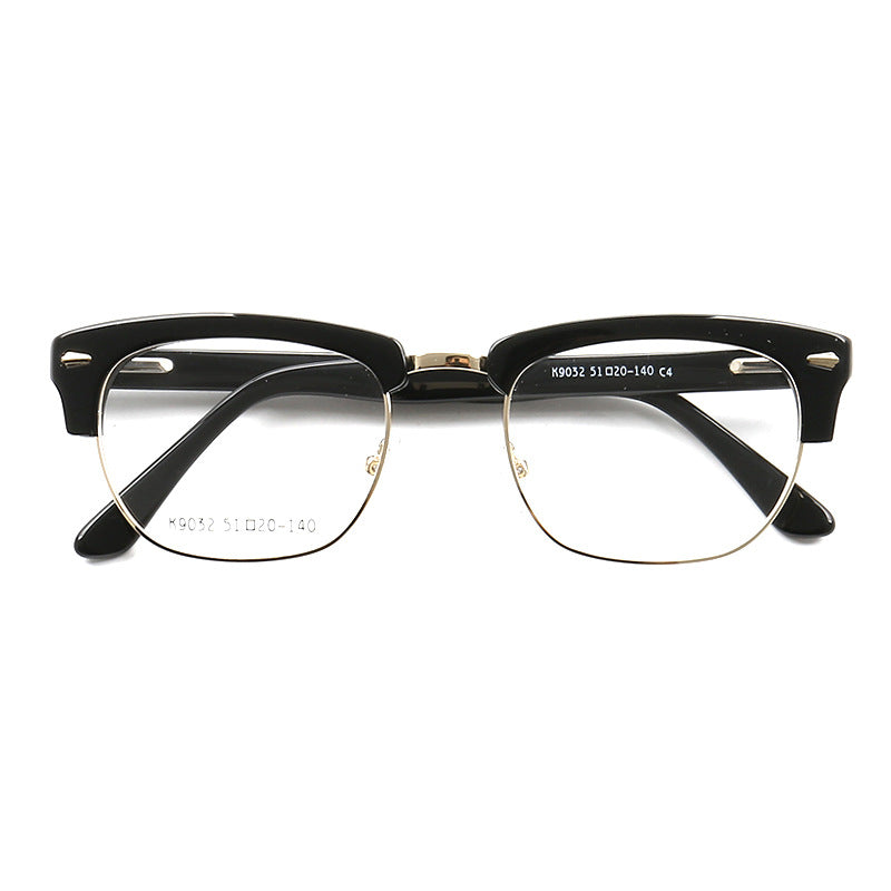 Carter Retro Half Rim Acetate Glasses Semi Rimless Nerd Style Eyeglass Frames