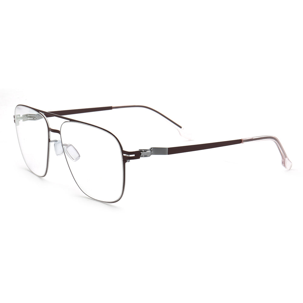 Side view of metal pilot style full rim glasses