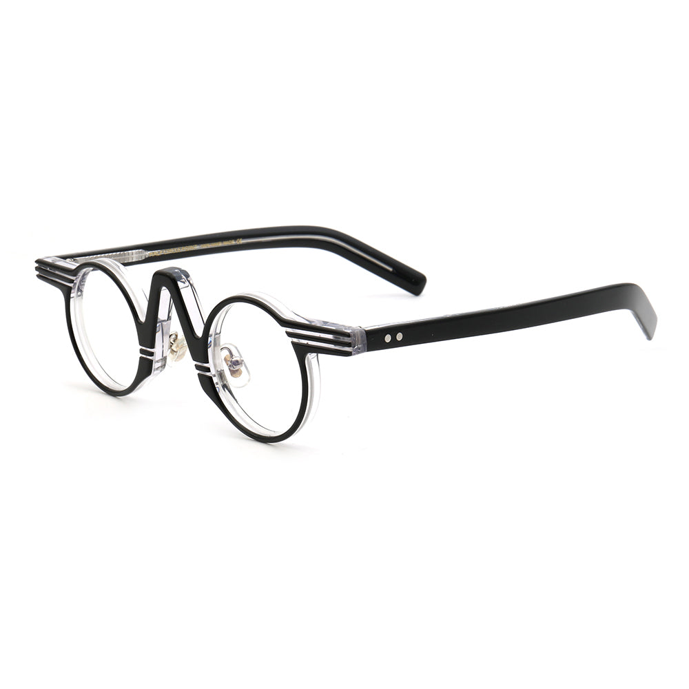 Black and clear retro acetate glasses