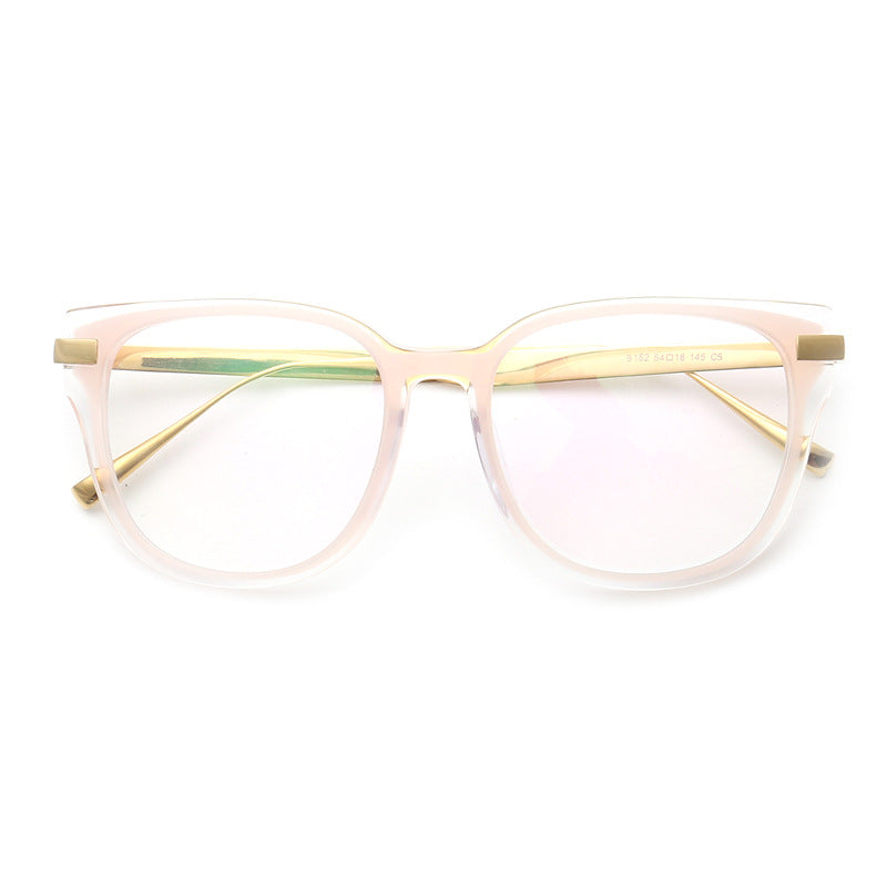 A pair of pink acetate and titanium glasses