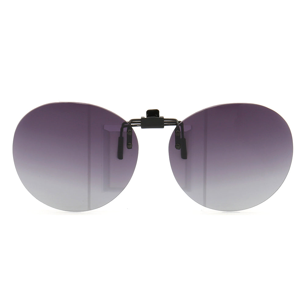 Round violet clip on sunglasses