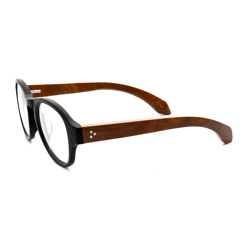 Temple of round full rim wood eyeglass frames