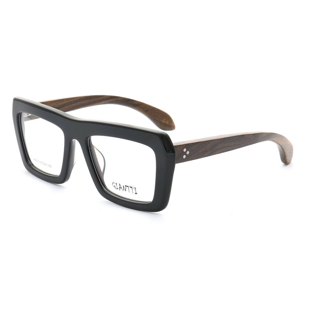 Black oversize wooden eyeglass frames