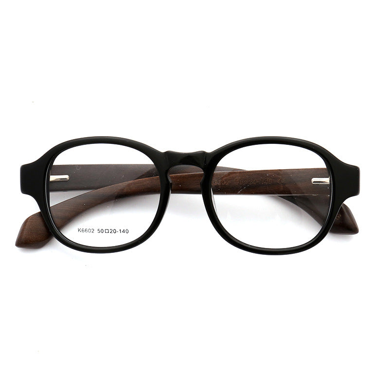 Full rim round wooden glasses frames