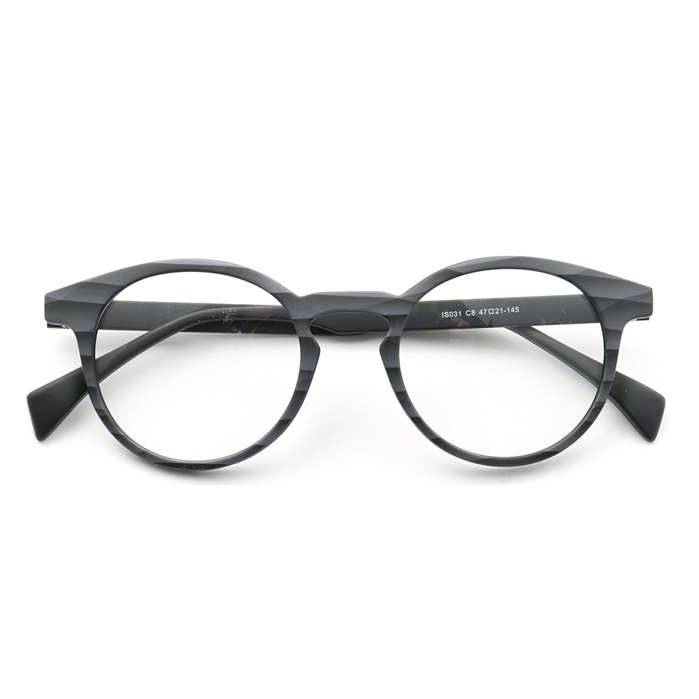 Black round full rim eyeglasses