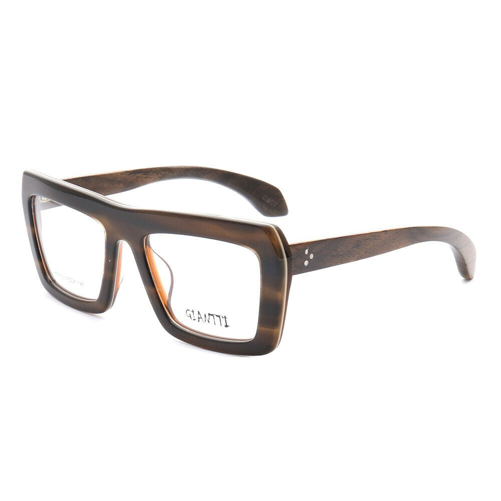 Brown oversize square shaped wooden eyeglasses