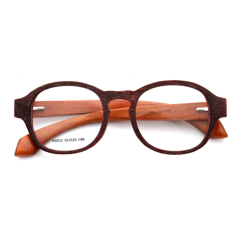 Retro round wooden eyeglass frames