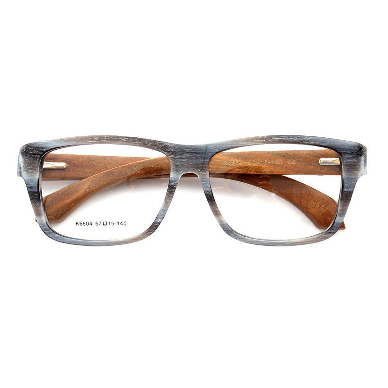 A pair of square full rim wooden glasses frames