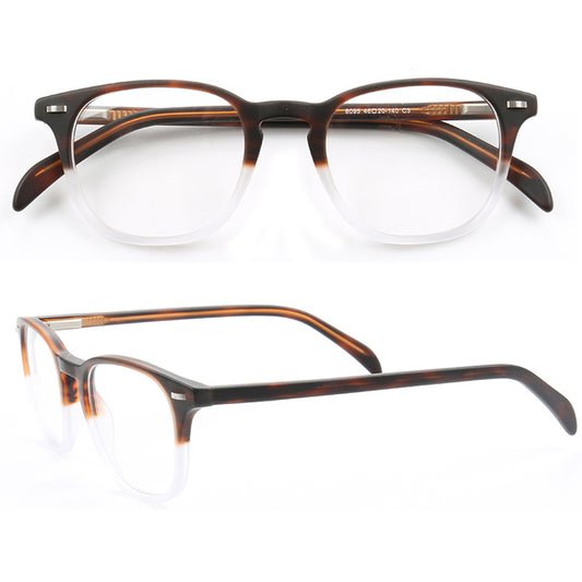 Brown and clear full rim acetate eyeglasses