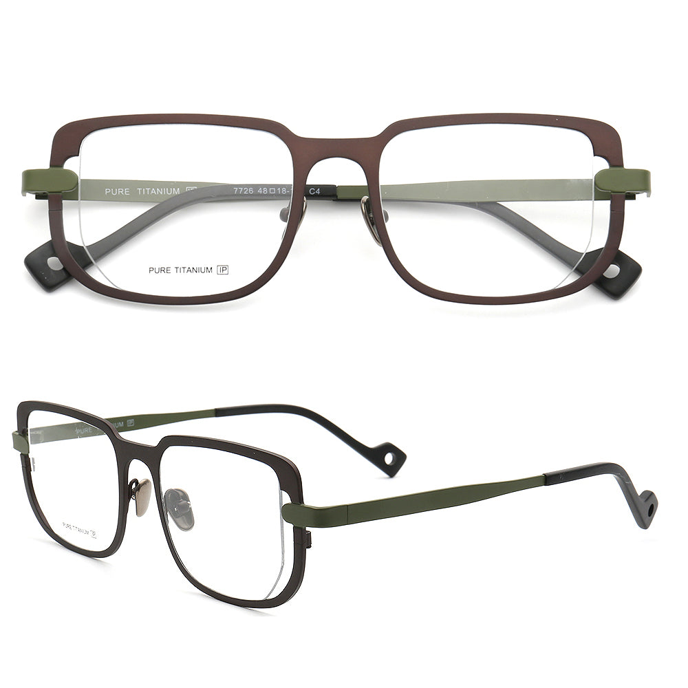 Square modern full rim titanium eyeglass frames