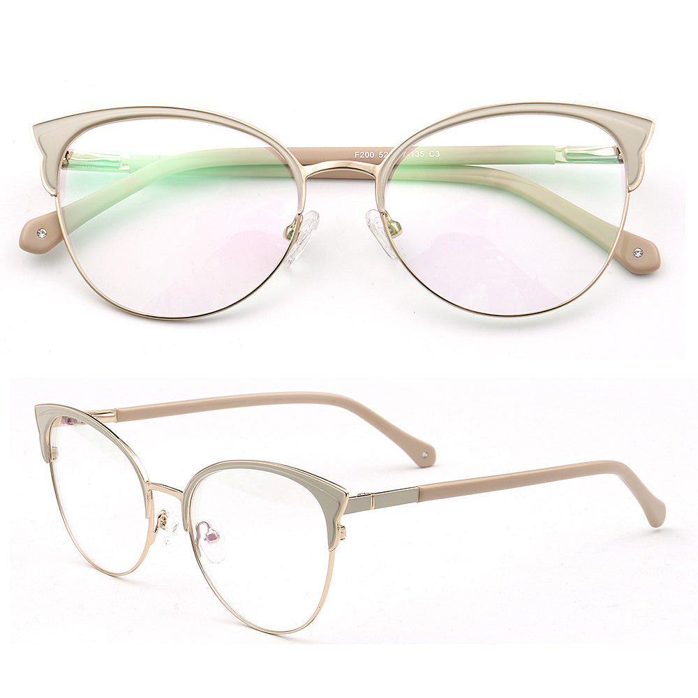 Womens cat eye stainless steel glasses