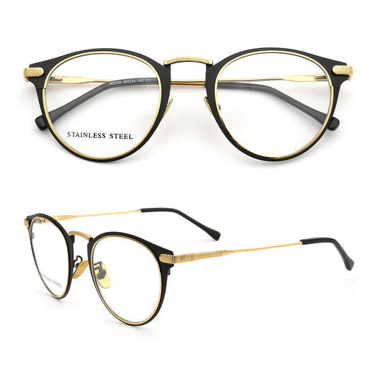 Tate | Vintage Round Stainless Steel Eyeglasses For Men & Women | Lightweight Modern Glasses Frames