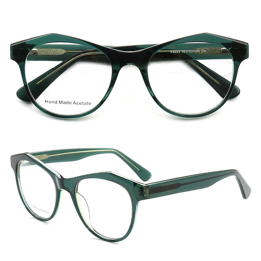 Green transparent acetate eyeglasses for women