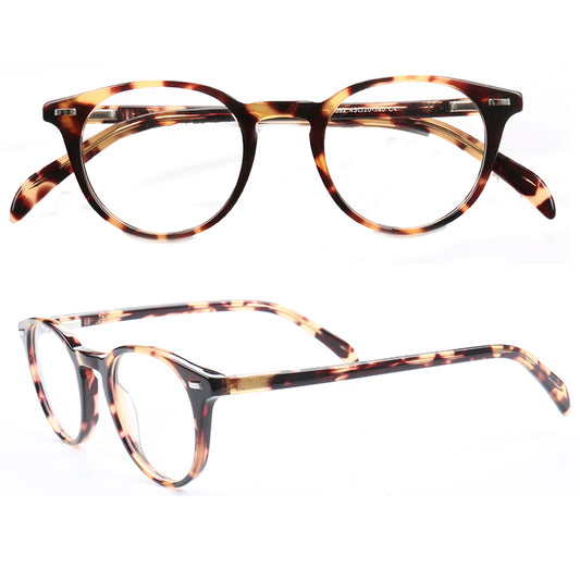 A pair of stylish tortoise shell eyeglass frames