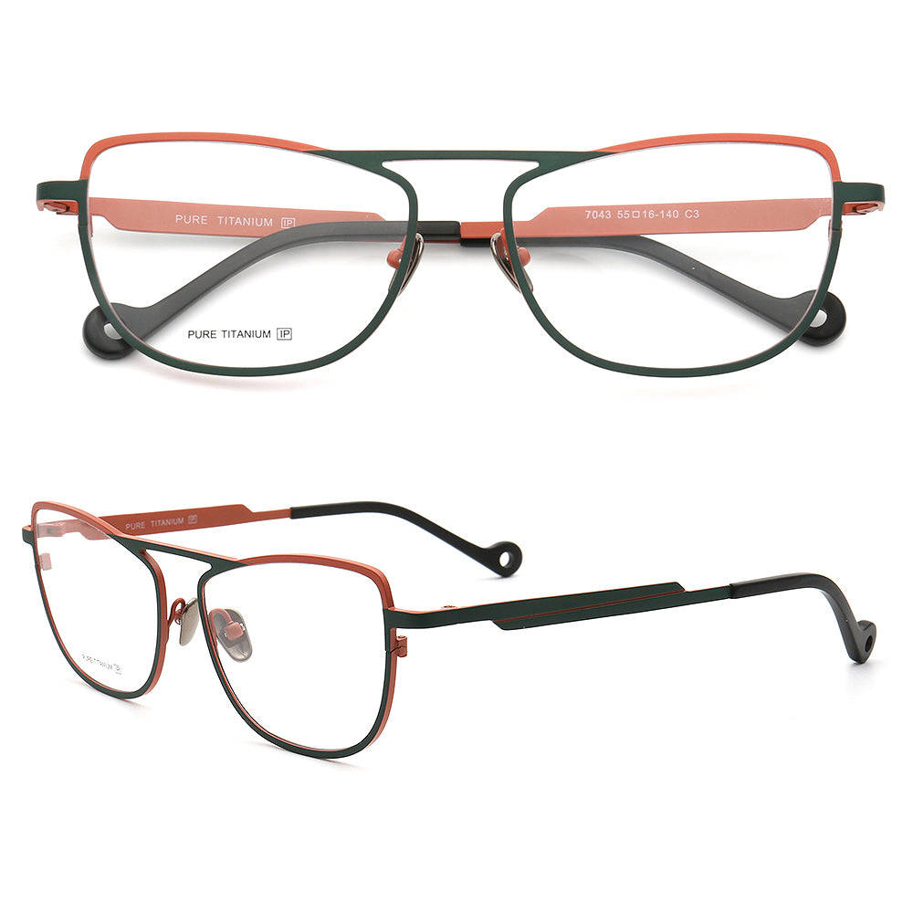 Women's flat top multicolored titanium eyeglass frames