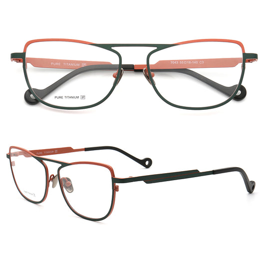 Women's flat top multicolored titanium eyeglass frames