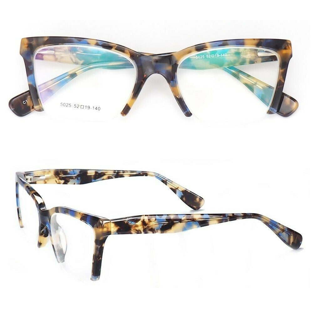 Isabella | Half Rim Cat Eye Glasses For Women | Modern Semi Rimless Tortoise Shell Pattern