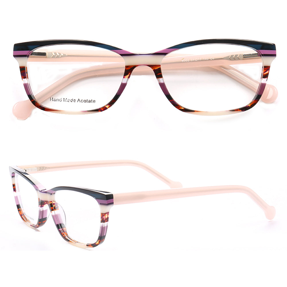 Striped full rim acetate eyeglasses for women