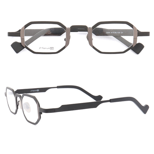 Grey rectangular pure titanium eyeglasses